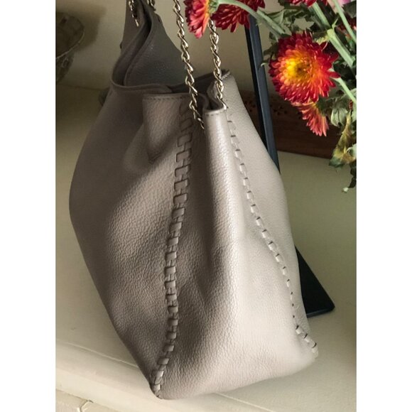TORY BURCH Marion Chain Slouchy Tote Shoulder Bag Gray - Picture 3 of 15